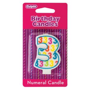 #3 Pattern Numerals Candle 3″ Each