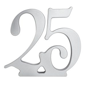 Top Tier Anniversary Monogram “25” 4 1/2″ Silver Each