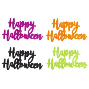 Happy Halloween Script Assorted Layon 5″ x 2 3/4″ Each