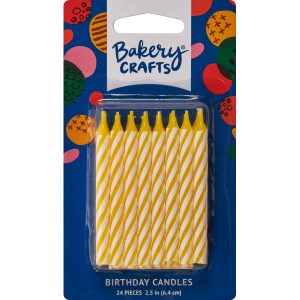 Yellow Striped Candles 24 count