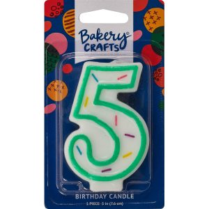#5 Sprinkle Number Candle 3″ Each