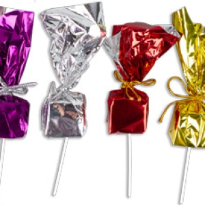 Wrapped Present Picks Assorted Metallic 1 inch 6 count