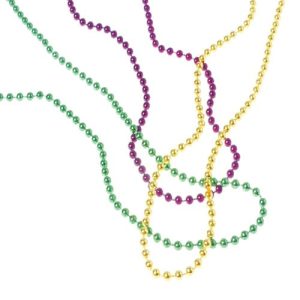Mardi Gras Metallic Bead Necklaces 4mm 32 inch 12 count