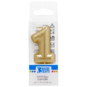 Number 1 Mini Gold Candle 1 3/4″ Each