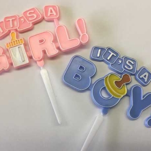 It’s a Boy with Pacifier and It’s a Girl with Bottle 4″ x 2 1/2″ 2 count
