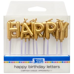 Gold Happy Birthday Candle Letters Each