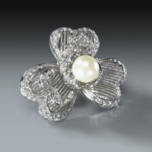 Petals & Pearl Brooch 2″ Each