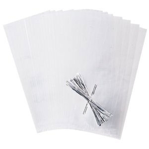 Party Bags Clear with Ties 4″ x 9″ 50 count