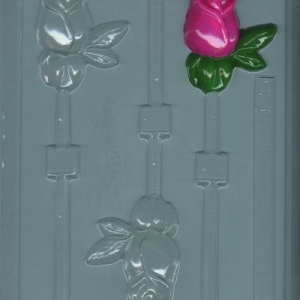 Long Stem Rose with Leaf Sucker 3 cavity Each