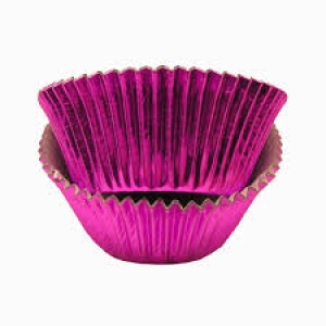 Mini Hot Pink Foil Cup 1 1/4″ Base 3/4″ Wall approx 100