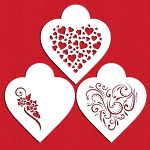 Stencil Contemporary Hearts 3 count