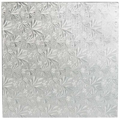 10" Square x 1/4" Silver Cake Board Each