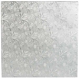 8″ Square x 1/4″ Silver Cake Board Each