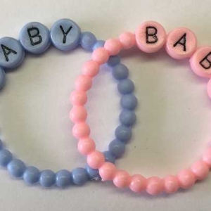 Baby Bead Bracelet Pink & Blue 1 1/4″ 12 count