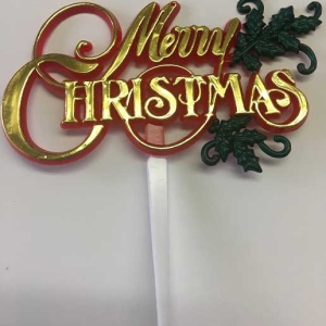 Merry Christmas Pick  4 1/4″ x 2 1/4″ Each