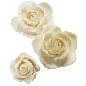 Ruffled Edge Ivory Rose Gum Paste 3 count