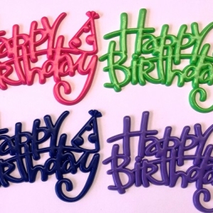 Happy Birthday Plaque Assorted Color 4″ x 2 1/2″ Each