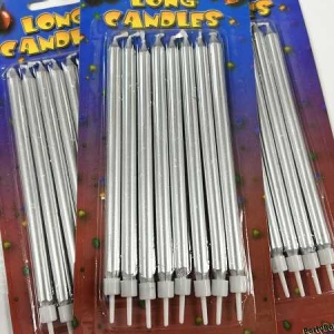 Silver Long Candles 8 count