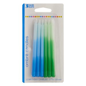 Ombre Candle Blue & Green 12 count