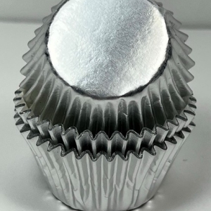 Silver Mini Foil Cup 1 1/4″ Base x 7/8″ Wall approx 100