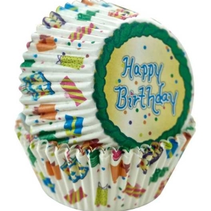 Happy Birthday Bake Cups 2″ Base 50 count