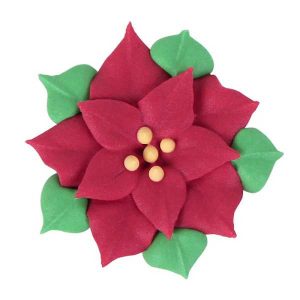 Poinsettia w/leaves Large Royal Icing Each