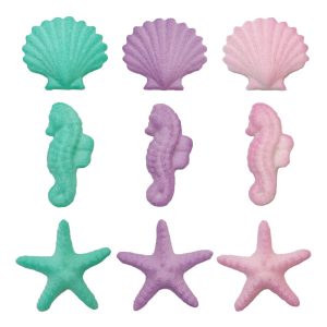 Shimmering Seahorses and Shells Assortment Dec-Ons 9 count