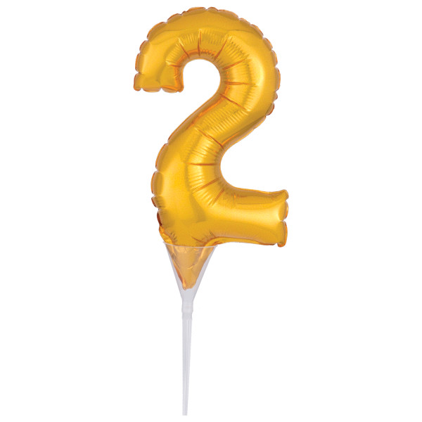 Self Inflatable Gold Numeral 2 DecoPics Each
