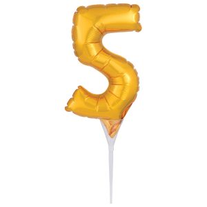 Self Inflatable Gold Numeral 5 DecoPics Each