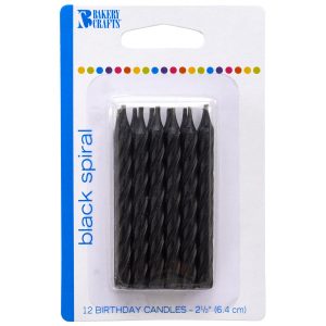 Black Spiral Candles 2 1/2″ 12 count