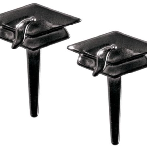 Grad Hat Black DecoPics 2″ 12 count