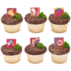Lumberjack Small Squares Sweet Decor” Printed Edible Decorations 6 count