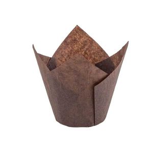 Brown Tulip Cup 2″ Base 1-1/8 to 3-1/2 approx 50 count