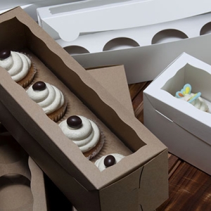 13″ x 4″ x 4″ Brown/Brown with Window, One Piece Lock & Tab Box With Lid Each