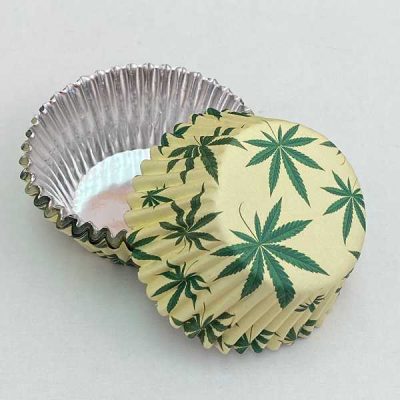 Marijuana Cream/Green Foil Cup 2" B x 1 1/4" W 500 count