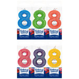 #8 Glitter Candle Assorted Color Each