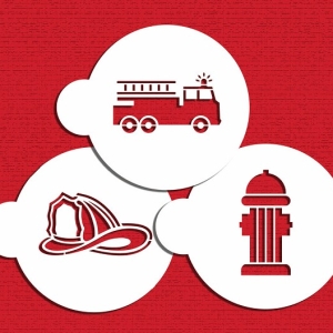 Stencil Firemen Cookie Set