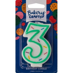 #3 Sprinkle Number Candle 3″ Each