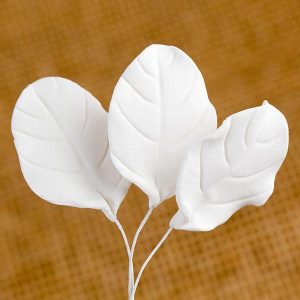 Individual Rose Leaves White 1 1/4 x 1 1/2 5 count