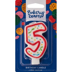 #5 Party Red Number Candle 3″ Each