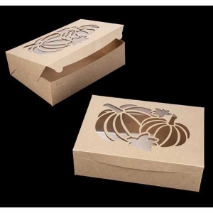 14″ x 10″ x 4″ Brown/Brown Pumpkin Window Lock & Tab Box with Lid Each