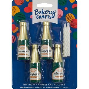 Champagne Bottle Candle Holder w/candle 4 count