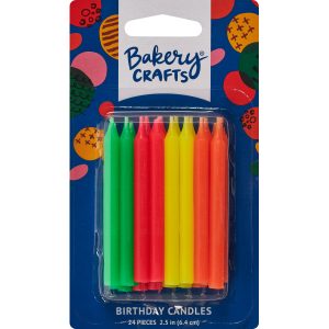 Neon Candles 2 1/2″ 24 Pieces