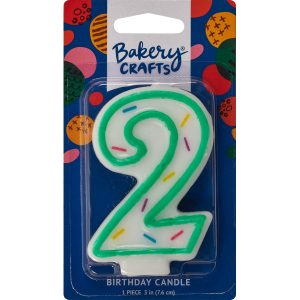 #2 Sprinkle Number Candle 3″ Each