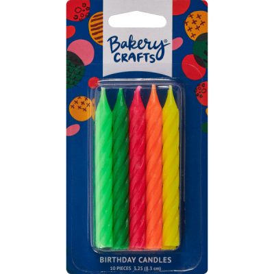 Neon Spiral Candles 10 count