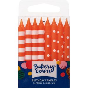 Dots & Stripes Candles Orange 16 count