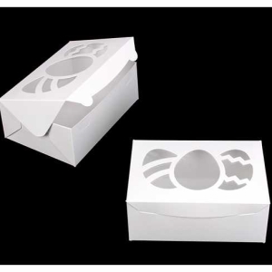 10″ x 7″ x 4″ White/White Easter Egg  Box with Window Each