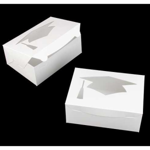 10″ x 7″ x 4″ White/White Graduation Hat Box with Window Each