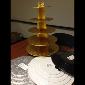 Single Use Round 5 Tier Stand Gold Each