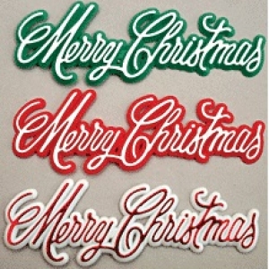 Merry Christmas Script (Red, White, Green) 3 1/4″ 3 count